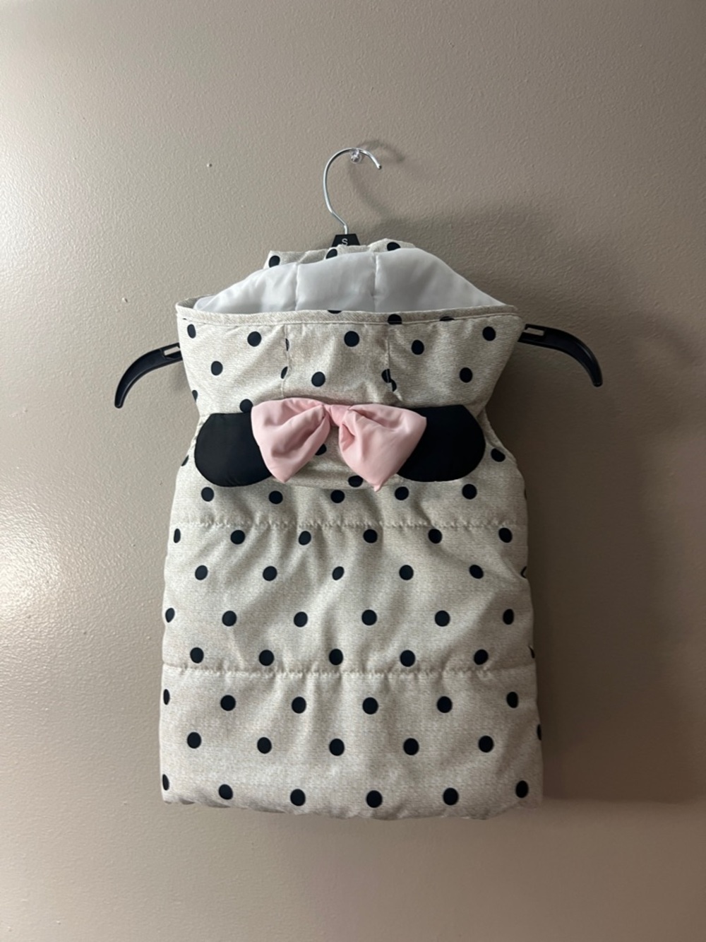 Disney Junior Girls' Pink & White Polka Dot Hooded Vest with Bow Accent - Picture 3 of 5